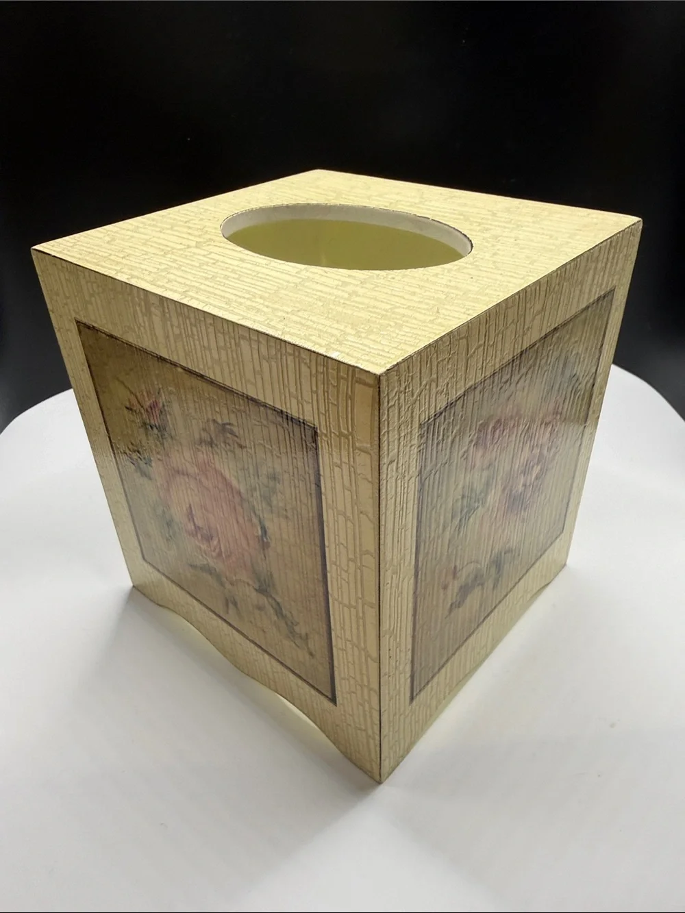 Croscill Floral Wastebasket and Tissue Box Set - Beige Floral